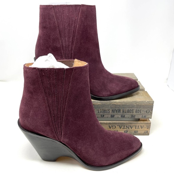 Seychelles Park Suede Wedge Bootie In Purple Size 8 New - Picture 7 of 14